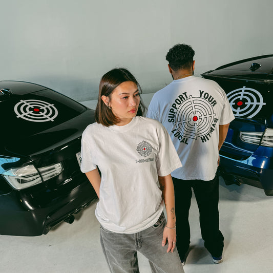 WHITE SUPPORT YOUR LOCAL HITMAN T-SHIRT